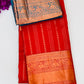 Charming Red Color Pure Kanchi Silk With Tassels Saree For Women - SILKMARK CERTIFIED