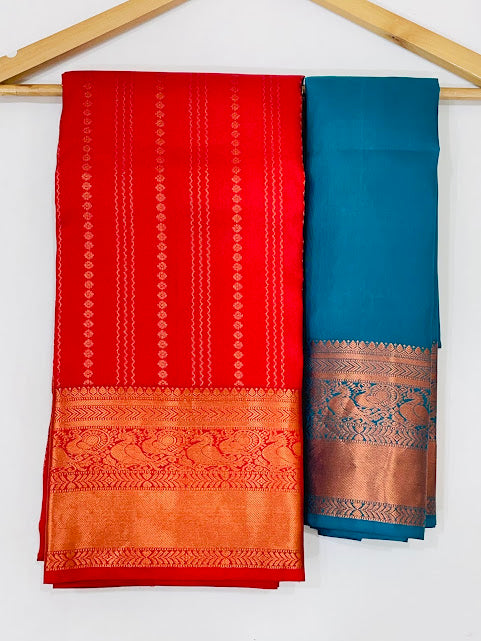 Red Color Pure Kanchi Silk With Tassels Saree In USA