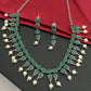 Stunning Oxidized German Silver Necklace With Emerald Stone And Pearl Hangings