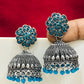 Oxidized Sky Blue Color Jhumka Earrings In Douglas