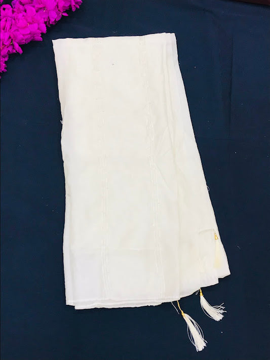 Alluring White Color Thread Work Dupatta For Women