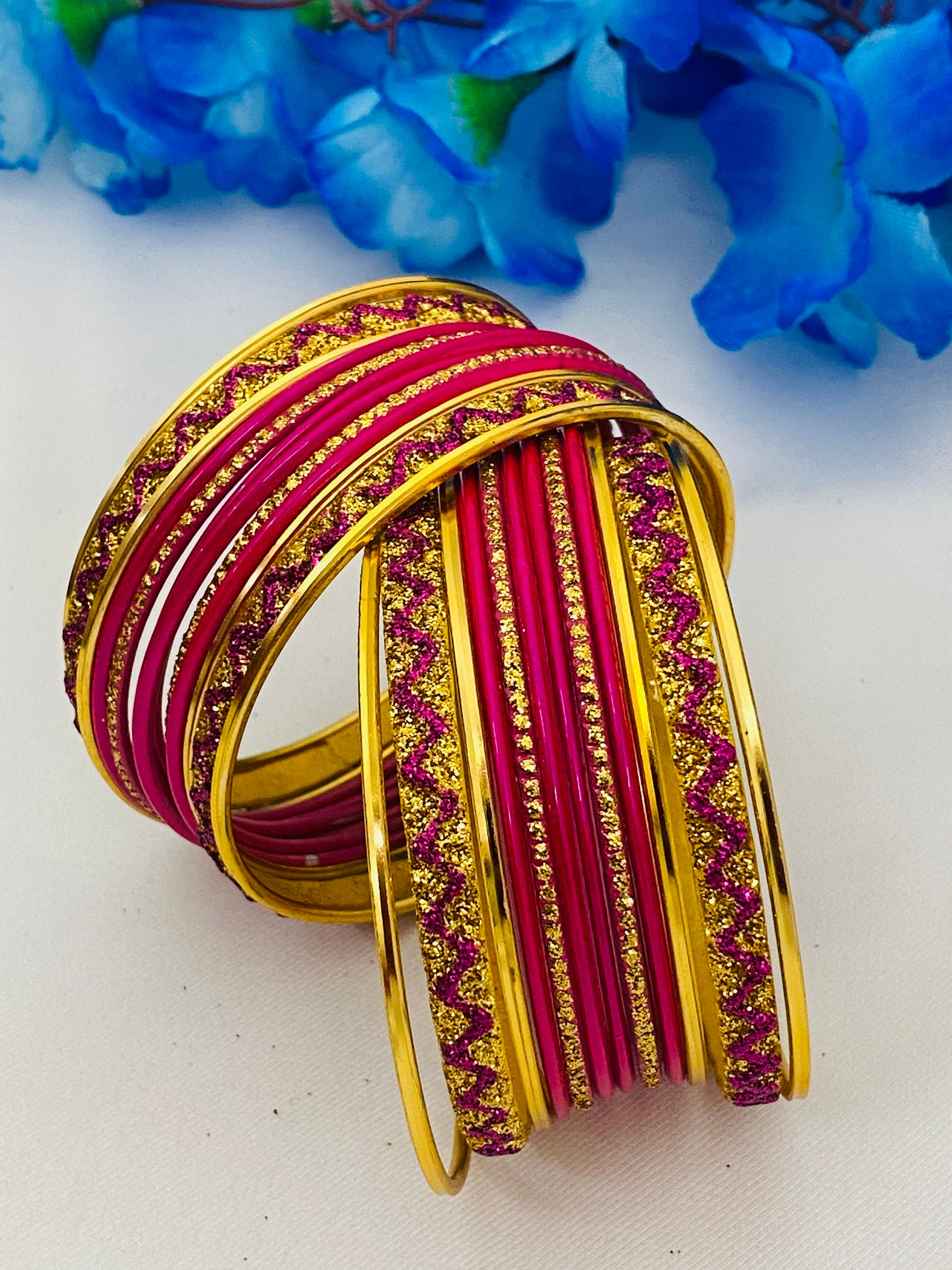  Metal Bangles With Golden Glitters In Holbrook