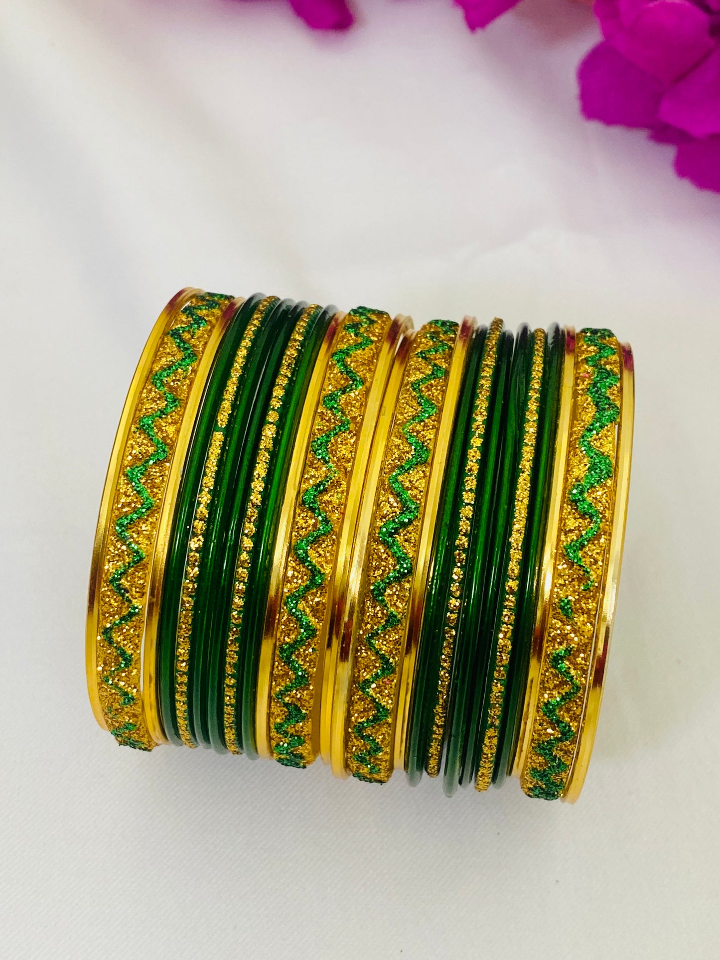 Indian Ethnic Metal Bangles With Golden Glitter In Peoria 
