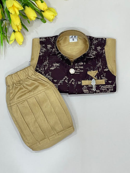 Maroon And Sandal Color Sherwani Suits With Brooch Pin Near Me 