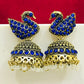 Alluring Blue Color Stone Anti Gold Earrings For Women