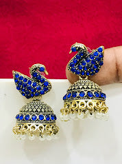 Blue Color Stone Anti Gold Earrings For Women Near Me