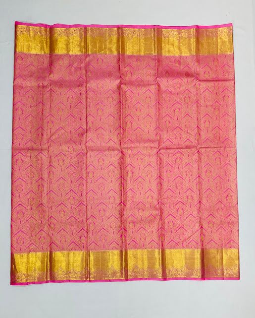 Elegant Light Pink Color Pure Kanchi Silk Gold Zari Work In Tempe