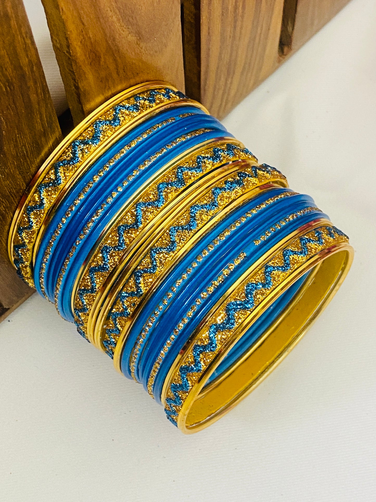 Sky Blue Color Bollywood Style Fancy Metal Bangles Near Me