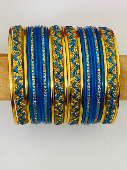 Fascinating Sky Blue Color Bollywood Style Fancy Metal Bangles