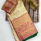 Elegant Gold With Pink Border Color Pure Kanchi Silk Gold Zari Work With Tassels Saree In Near Me