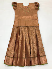 Gorgeous Brown Color Embroidered Work Silk Langa Set For Girls