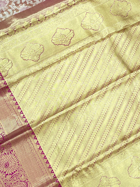 Elegant Gold Color Pure Kanchi Silk Gold Zari Work In Chandler