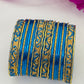 Bollywood Style Wedding Blue Color Designer Metal Bangles In USA