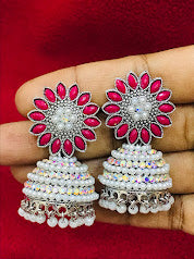 Pretty Oxidizes Rani Pink Color Drop Design Jhumka Earrings For Women