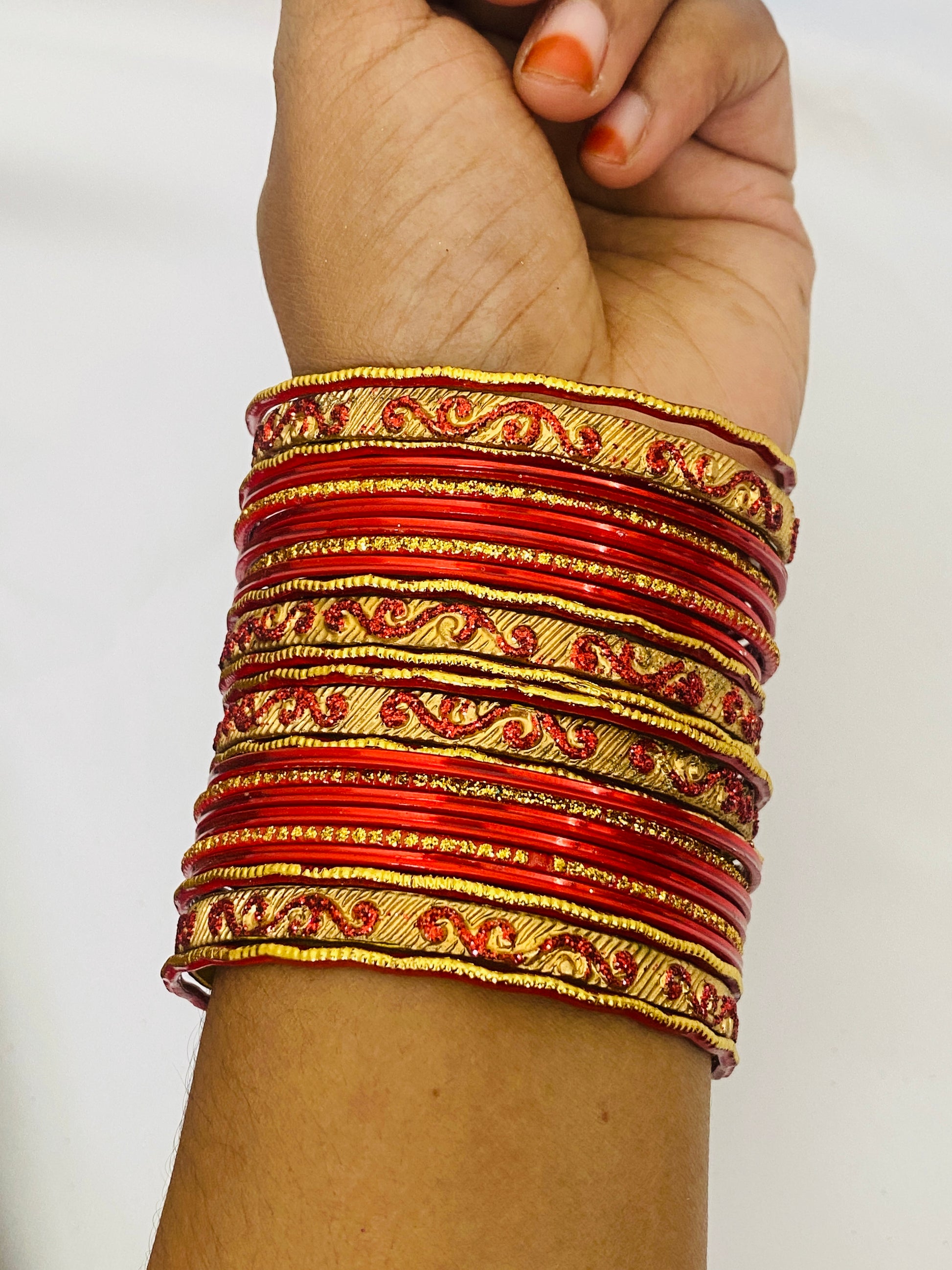 Exquisite Shining Metal Bangles With Golden Work Near Me