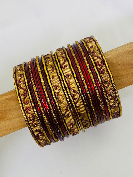 Alluring Maroon Color Traditional Festive Wear Metal Bangles For Women