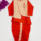 Charming Red Kids Embroidered Dhoti Kurta with booties and jacket