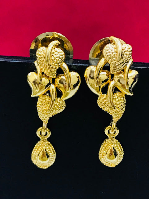 Stunning Gold Plated Gold Color Flower Design Earrings