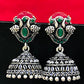 Elegant Oxidizes Green Color Peacock Design Jhumka Earrings For Women