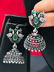  Green Color Peacock Design Jhumka In Yuma