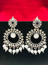 Attractive Oxidized White Color Earrings For Women In Yuma