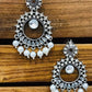 Attractive Oxidized White Color Drop Design Earrings For Women