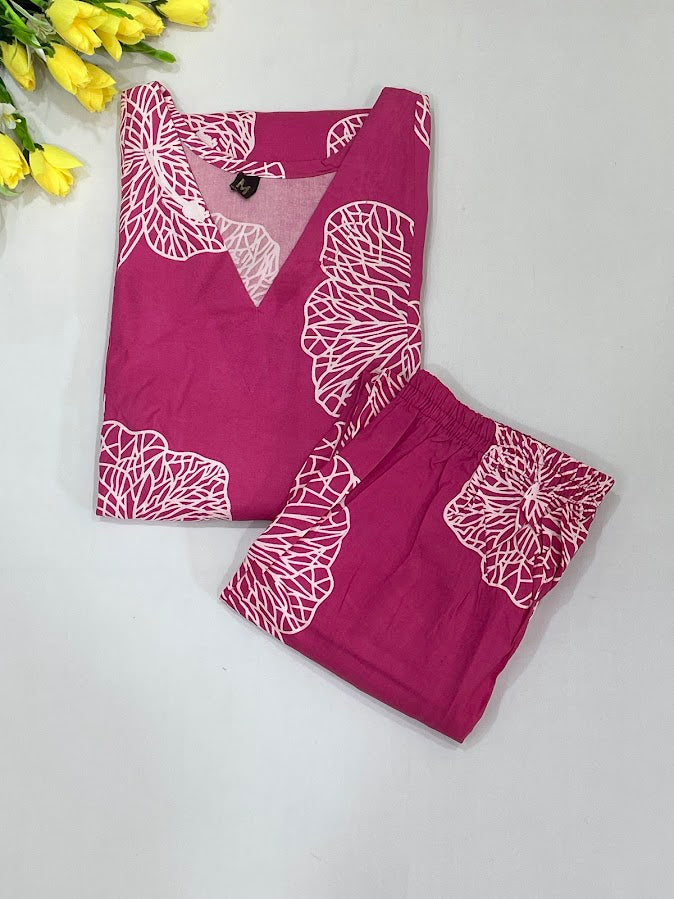 Pink Color Rayon Printed Kurti With Palazzo In USA