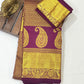 Fascinating Dark Purple Color Pure Kanchi Silk Gold Zari Work Saree For Women Near Me
