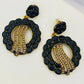 Gorgous Antique Gold Black Stoned Earrings For Women