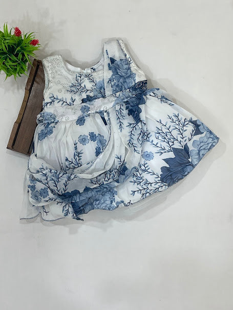 Blue And White Color Georgette With Stone Work Gown Near Me