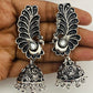Beautiful Peacock Model Designer Silver Oxidized Earrings For Women In Mesa