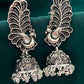 Beautiful Peacock Model Designer Silver Oxidized Earrings For Women