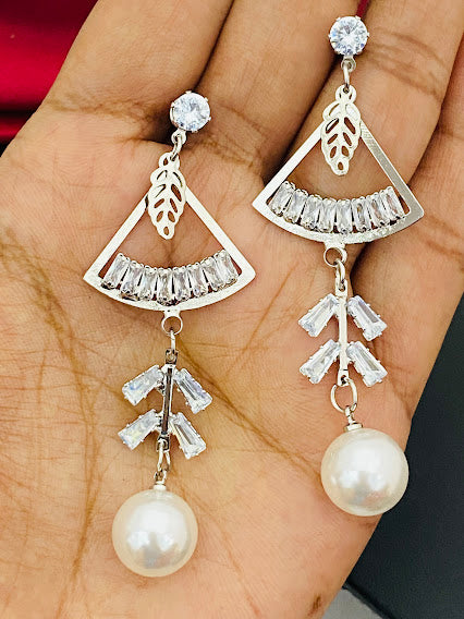 Beautiful American Diamond White Rhinestone Model Earrings