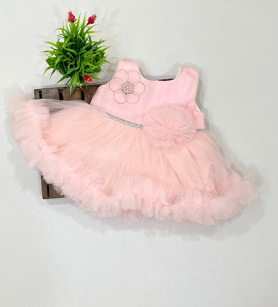 Charming Light Pink Color Soft Net With Stone Work Gown Near Me
