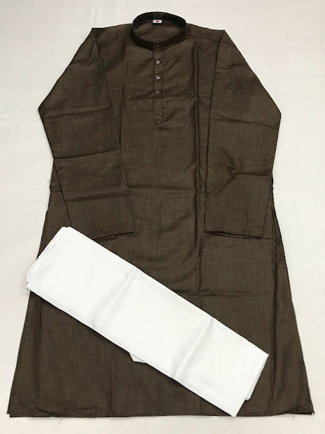 Attractive Brown Color Men's Kurta With Pajama Pants