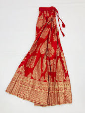 Delightful Red Color Printed Cotton Skirt In Cotton Wood