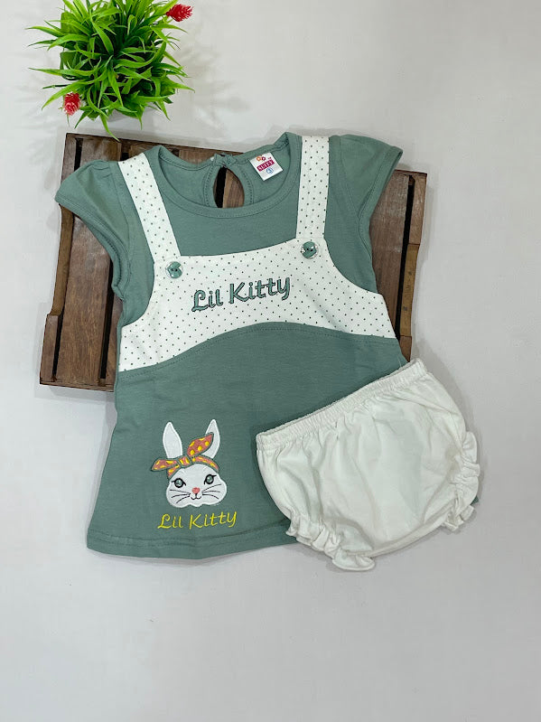 Green And White Color Cotton Frock Near Me