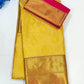 Mustard Yellow Color Floral Motifs Art Silk Saree With Gold Zari Work For Women- SILKMARK CERTIFIED