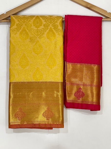 Art Silk Saree With Gold Zari Work For Women In USA