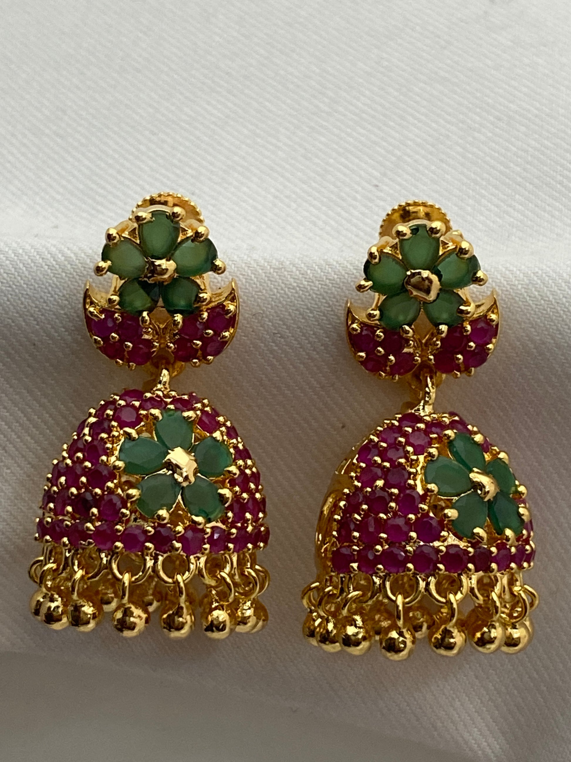 Appealing Multi Color Stoned Jhumka Earrings