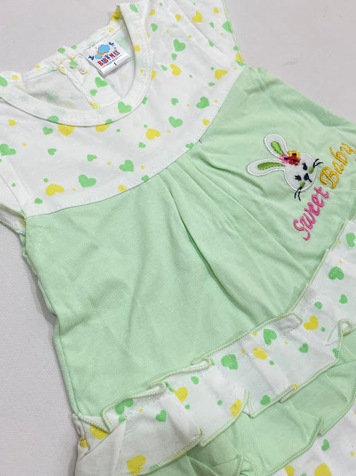 Alluring Light Green Color Soft Cotton Frock In USA