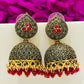 Beautiful Red Antique Gold Unique Designed Beats Worked Earrings