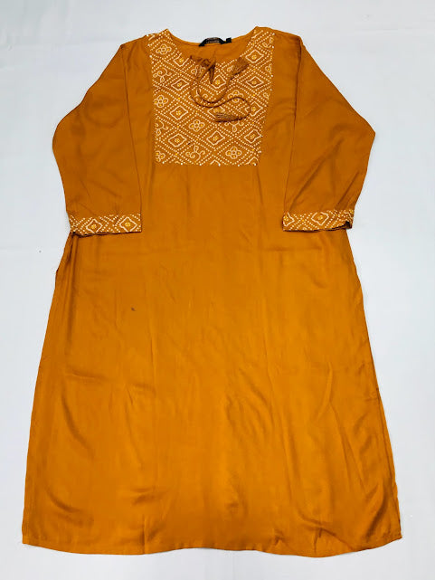 Alluring Yellow Color Rayon Kurti In USA