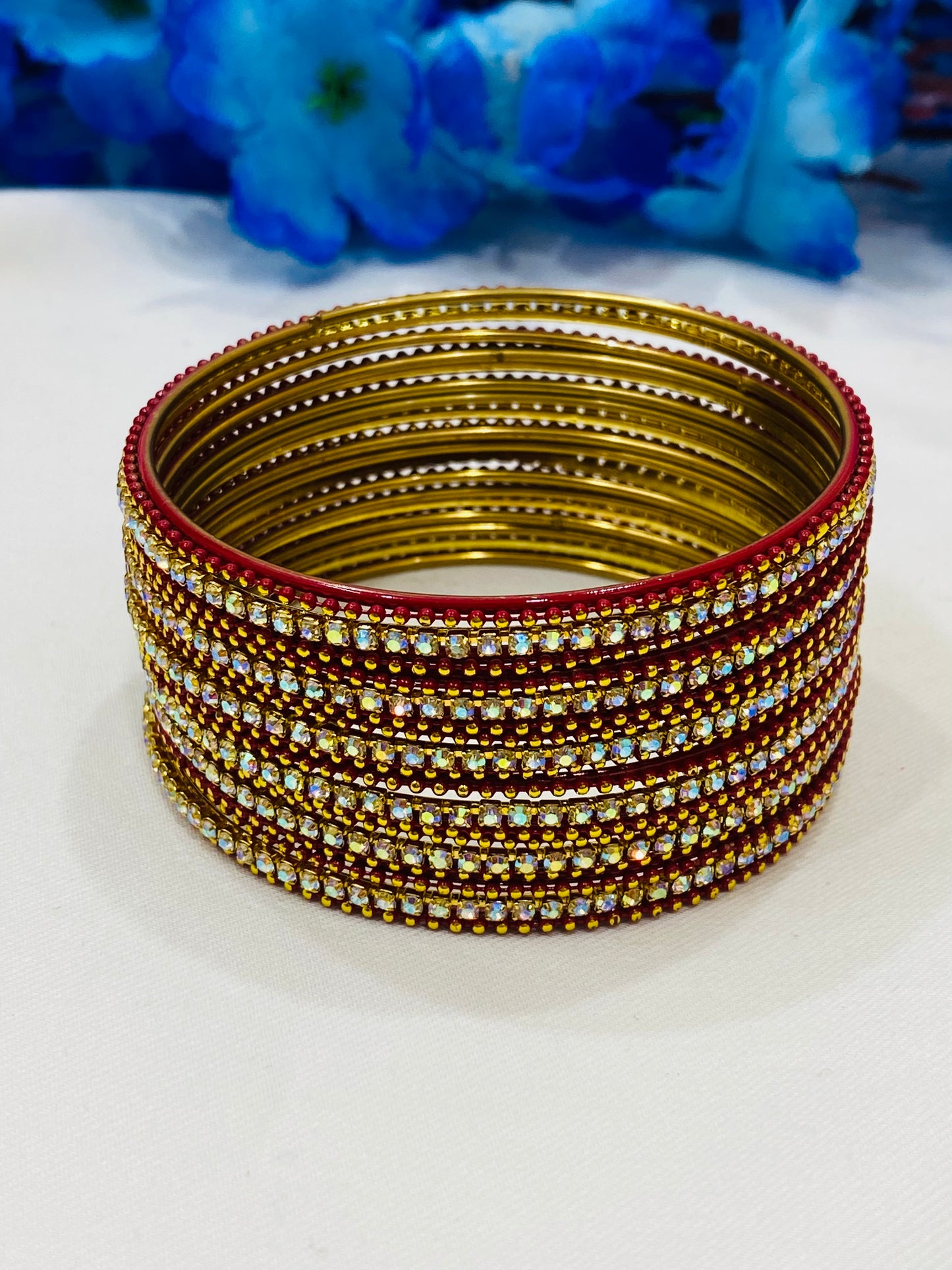 Charming Maroon Color Fancy Metal Bangles For Women