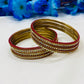 Charming Maroon Color Fancy Metal Bangles With Glittering Stones In Buckeye