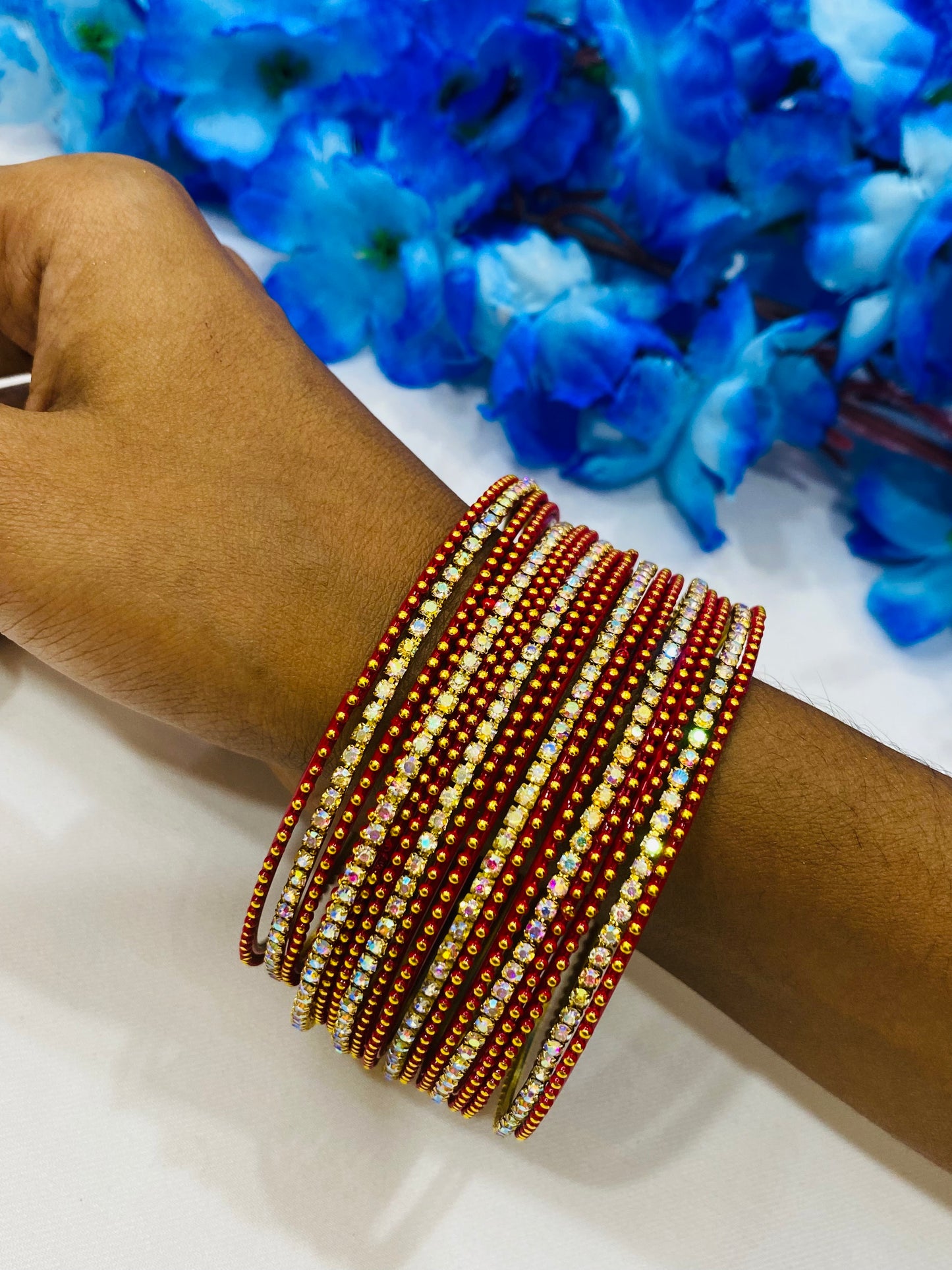 Charming Maroon Color Fancy Metal Bangles In Cotton Wood