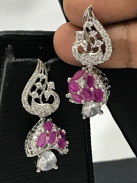 Jumkha With Beautiful Pink Color Peacock Design Earrings In Chandler