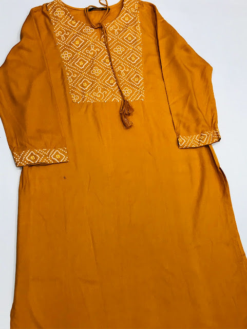 Pleasing Yellow Color Rayon Kurti In Gilbert