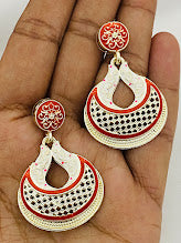 Attractive Red Color Oxidized Chaandbali Style Desinger Earrings For Women Near Me