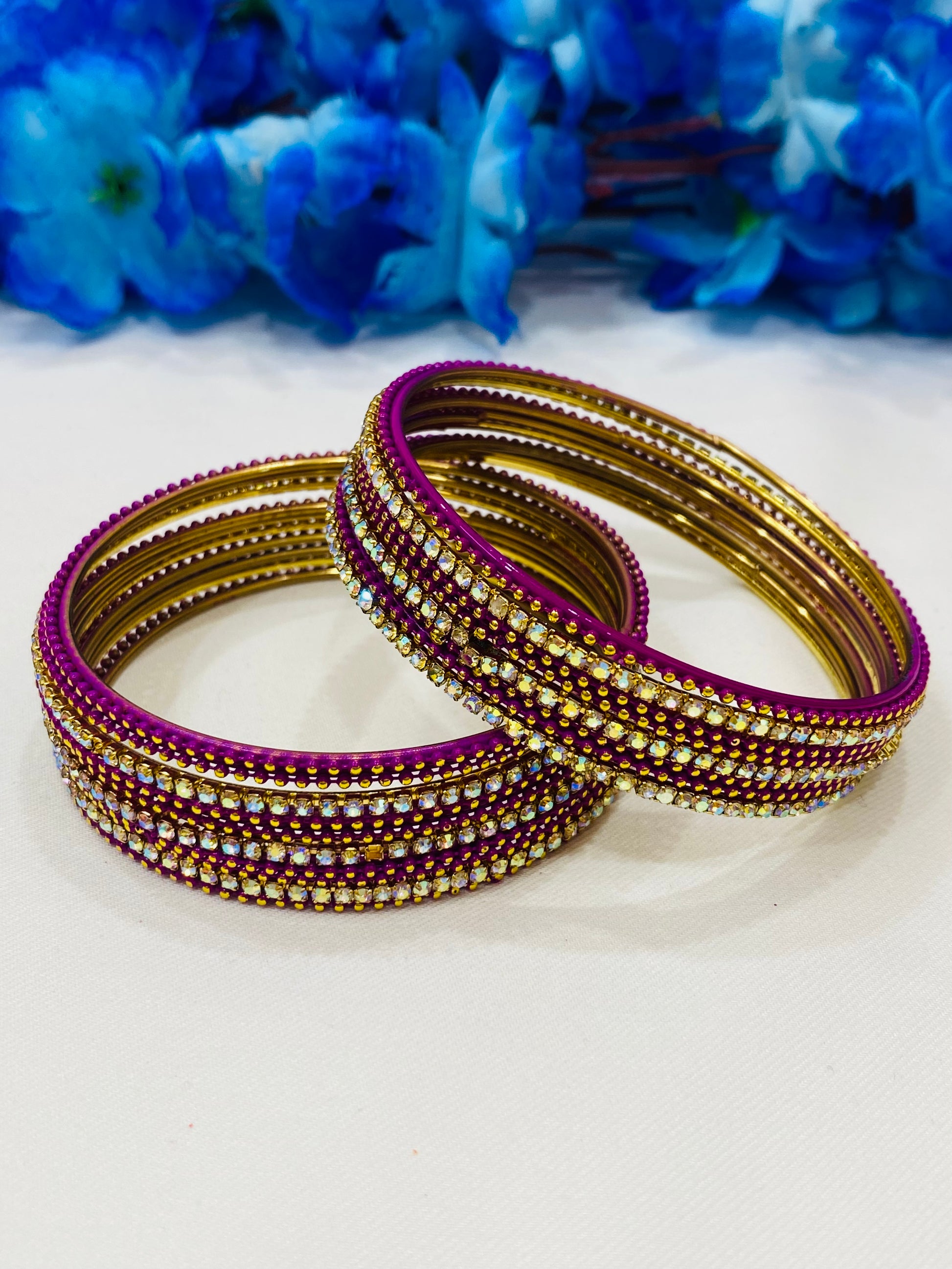 Appealing Purple Color Metal Bangles With Glistening Stones In Gilbert